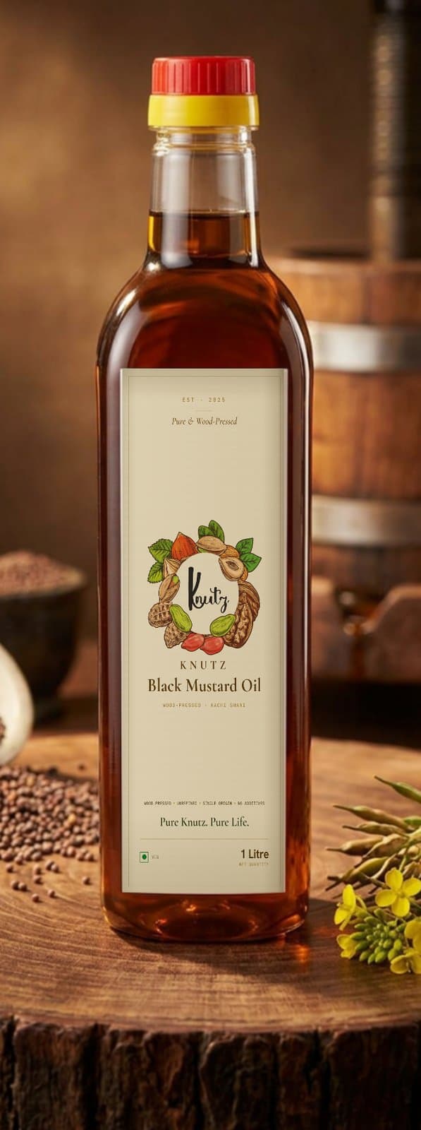 Knutz Black Mustard Oil — 1 litre, wood-pressed